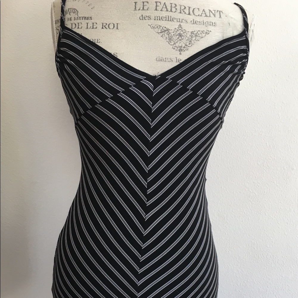 Flattering Black/White Striped Dress
